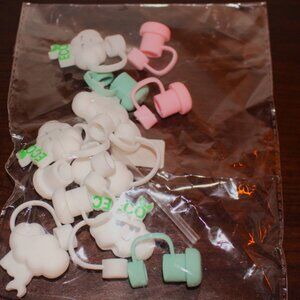 12-Pack Eco-Friendly Silicone Straw Toppers – Cloud & Pastel Colors